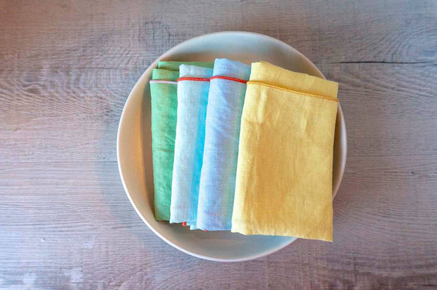 100% Linen Pastel Blue (Tangerine) Cloth Napkin - Set of 2