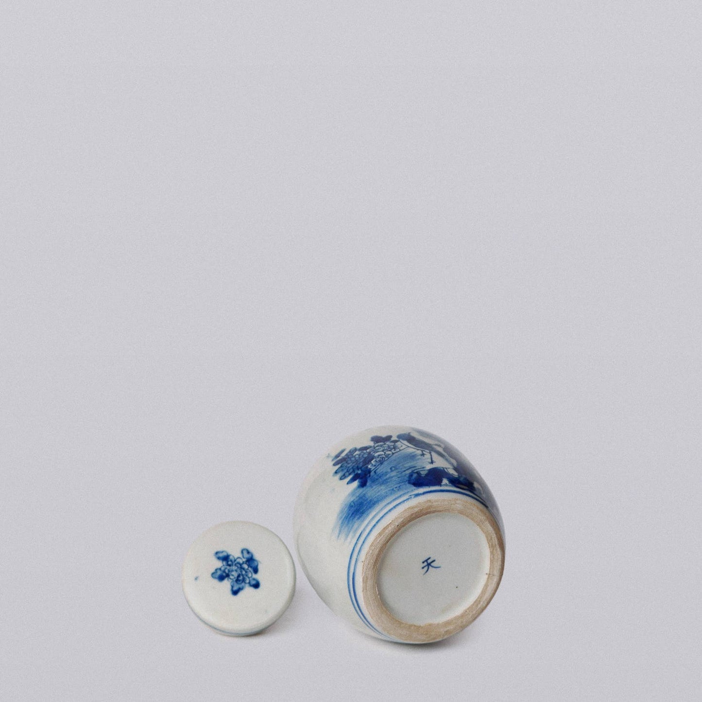Blue and White Chinoiserie Porcelain Mini Ginger Jar - Bird and Flower Design