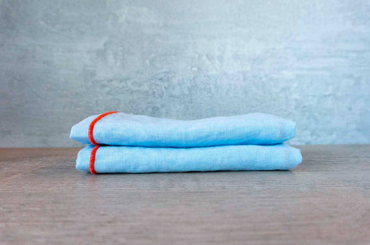 100% Linen Pastel Blue (Tangerine) Cloth Napkin - Set of 2