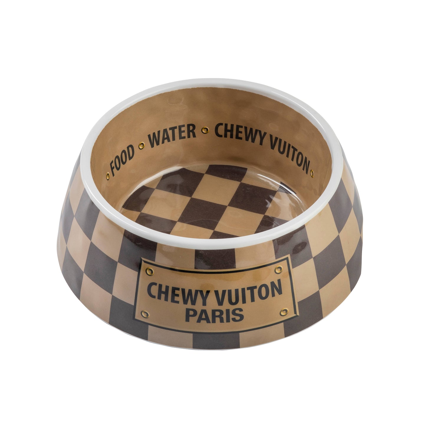 Checker Chewy Vuiton Dog Bowl | Medium